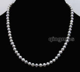 Gray Round Freshwater Pearl 17'' Necklace-nec6303