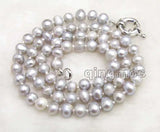 Gray Round Freshwater Pearl 17'' Necklace-nec6303