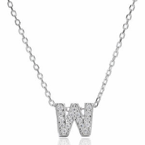 Sterling Silver A-Z Alphabet Pendant Necklace Zircon Letter Charm Choker