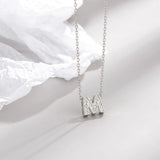 Sterling Silver A-Z Alphabet Pendant Necklace Zircon Letter Charm Choker