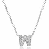 Sterling Silver A-Z Alphabet Pendant Necklace Zircon Letter Charm Choker