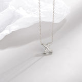 Sterling Silver A-Z Alphabet Pendant Necklace Zircon Letter Charm Choker