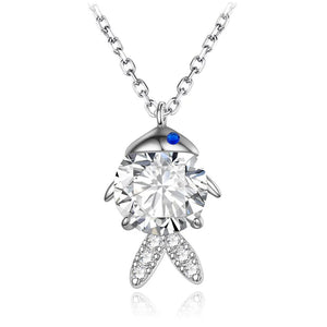 925 Silver Fish Zircon Pendant Necklace for Women