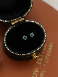 925 Silver Green Zircon Stud Earrings Inlaid Crystals Wedding Jewelry