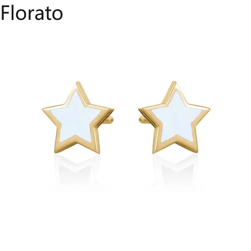 925 Silver Enamel Star/Moon/Heart Stud Earrings for Women