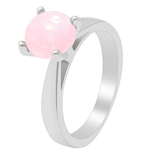 Pink Fire Opal Ring Silver Claw Bead Charms Wedding Engagement Women