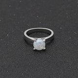 Pink Fire Opal Ring Silver Claw Bead Charms Wedding Engagement Women
