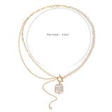 Square Baroque Pearl Necklace Natural Freshwater Pendant Chain