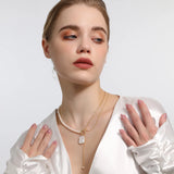 Square Baroque Pearl Necklace Natural Freshwater Pendant Chain