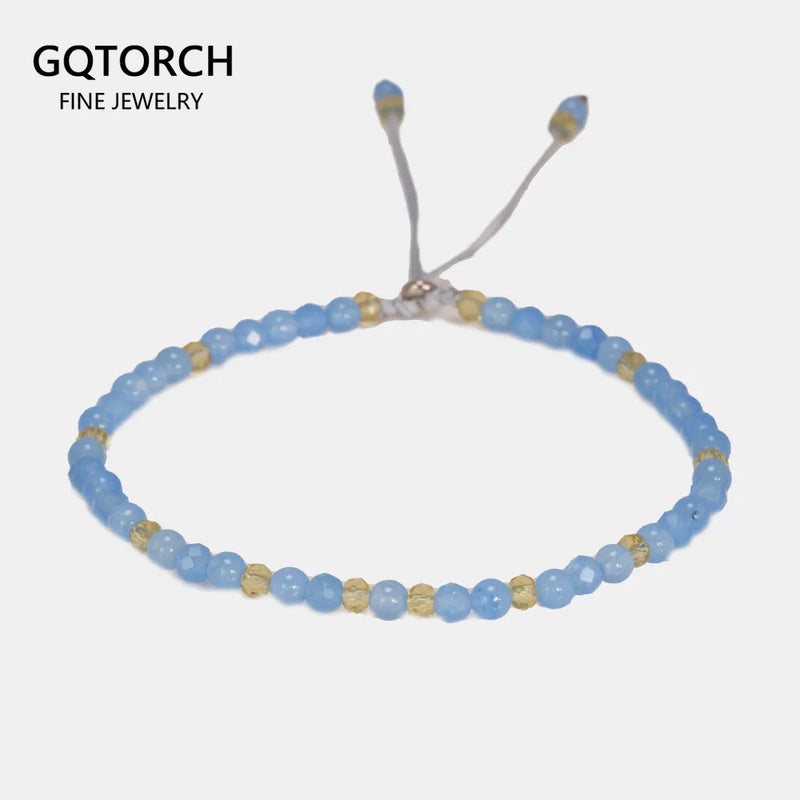 Natural Stone Beads Bracelet 925 Silver Adjustable Friendship String