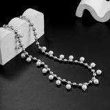 Beads Chain with Pearl Pendant Choker Necklace Men Beaded Chains