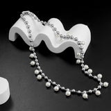 Beads Chain with Pearl Pendant Choker Necklace Men Beaded Chains