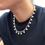 Beads Chain with Pearl Pendant Choker Necklace Men Beaded Chains