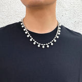 Beads Chain with Pearl Pendant Choker Necklace Men Beaded Chains