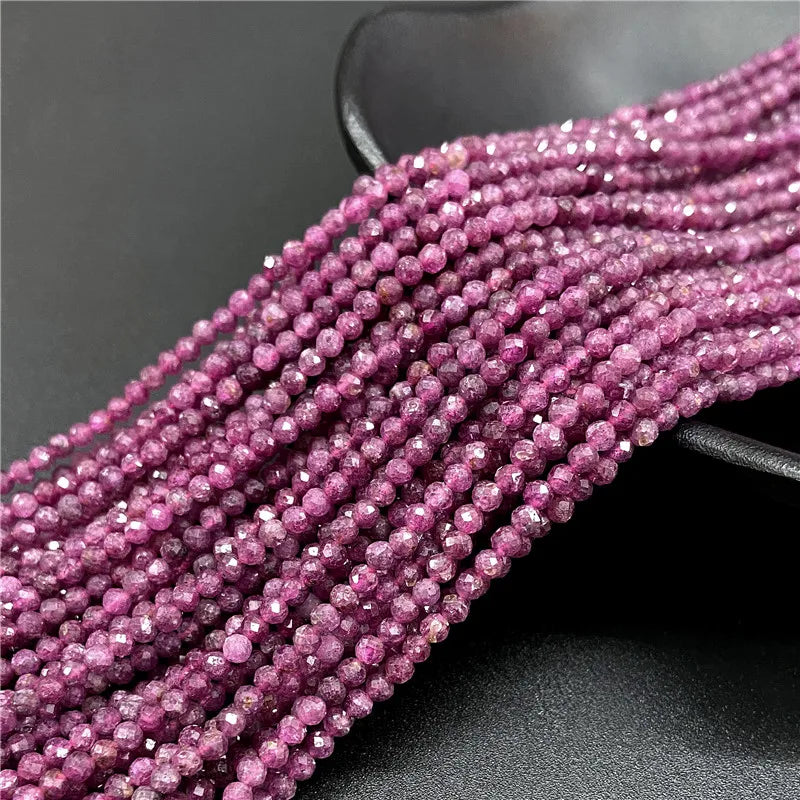 Natural Ruby Stone Beads 2mm 3mm Loose Strand Red Gemstone 15''