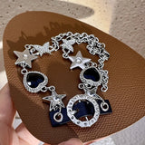 Love Butterfly Star Rhinestone Leather Necklace Choker