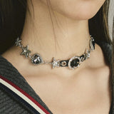 Love Butterfly Star Rhinestone Leather Necklace Choker