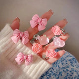 Peach Rose Hairpins Girl Hair Clips 5pcs