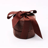 Small Brown Velvet Bow Wedding Ring Jewelry Packaging Round