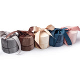 Small Brown Velvet Bow Wedding Ring Jewelry Packaging Round