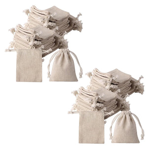 Small Burlap Bags with Drawstring, 3x4inch, Reusable Tea Sachet Bags