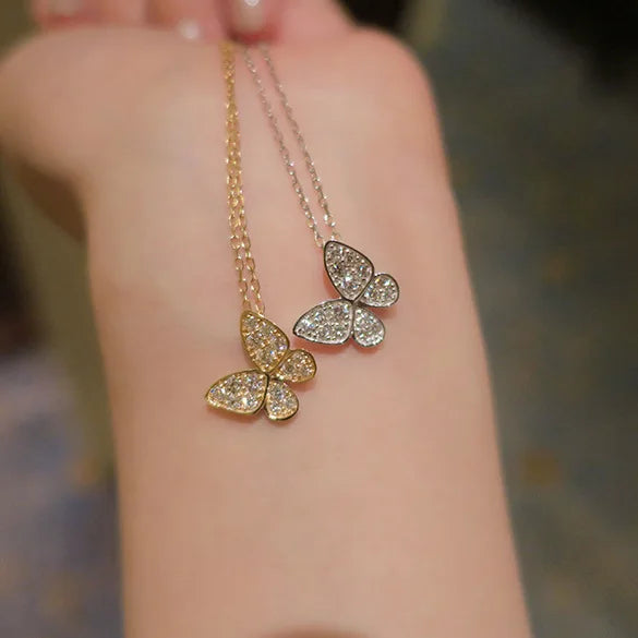 Small Butterfly Necklace S925 Silver Charm Collar Chain