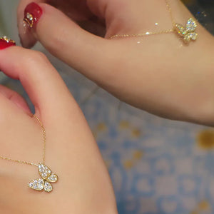 Small Butterfly Necklace S925 Silver Charm Collar Chain