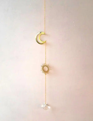 Golden Sun and Moon Suncatcher - 20mm, Feng Shui Home Decor