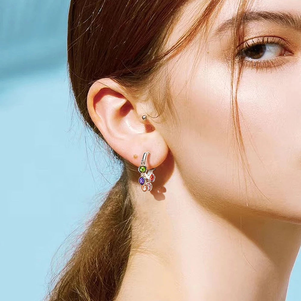 Colorful CZ Crystal Hoop Earrings for Women