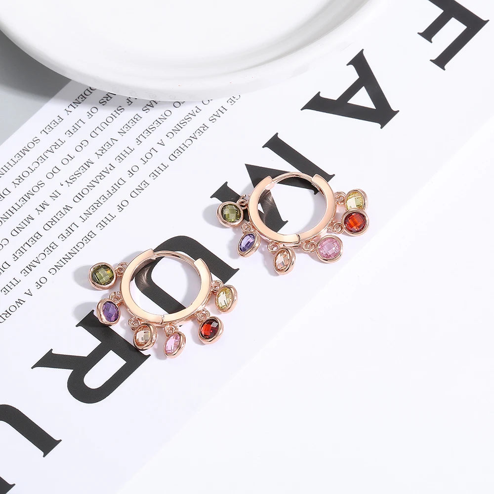 Colorful CZ Crystal Hoop Earrings for Women
