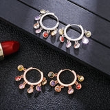 Colorful CZ Crystal Hoop Earrings for Women