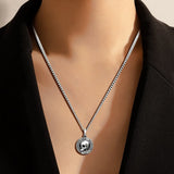 Small Circle Pendant Necklace Skullss Pendant Memento Mori Skullss Pendant