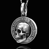Small Circle Pendant Necklace Skullss Pendant Memento Mori Skullss Pendant