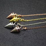 Small Cone Metal Pendulum for Dowsing Healing Point Amulet Copper Chain Rose