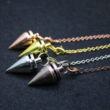 Small Cone Metal Pendulum for Dowsing Healing Point Amulet Copper Chain Rose
