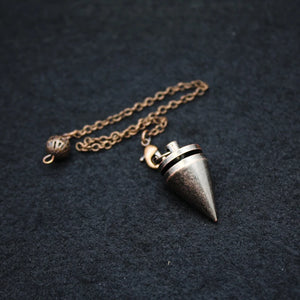 Small Cone Metal Pendulum for Dowsing Healing Point Amulet Copper Chain Rose