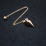 Small Cone Metal Pendulum for Dowsing Healing Point Amulet Copper Chain Rose