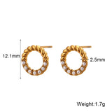 Dainty Lucky Circle Green Pearl Stud Earrings Plated Zircon Earring