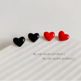 Heart Stud Earrings Red Metal Wedding Party Jewelry