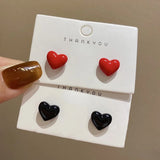 Heart Stud Earrings Red Metal Wedding Party Jewelry