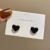 Heart Stud Earrings Red Metal Wedding Party Jewelry
