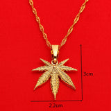 Hip Hop Weed Leaf Pendant Necklace Men Women Jewelry