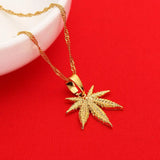 Hip Hop Weed Leaf Pendant Necklace Men Women Jewelry