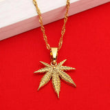 Hip Hop Weed Leaf Pendant Necklace Men Women Jewelry