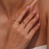 Adjustable Double Heart Zircon Ring Stainless Steel