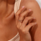 Dainty Pearl X Cross Shape Plated Finger Ring Stainless Steel