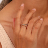 Dainty Pearl X Cross Shape Plated Finger Ring Stainless Steel