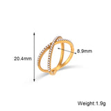 Dainty Pearl X Cross Shape Plated Finger Ring Stainless Steel