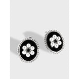 925 Sterling Silver Oval Vintage Drop Glazed Earrings for Women