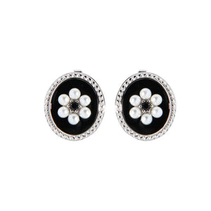925 Sterling Silver Oval Vintage Drop Glazed Earrings for Women